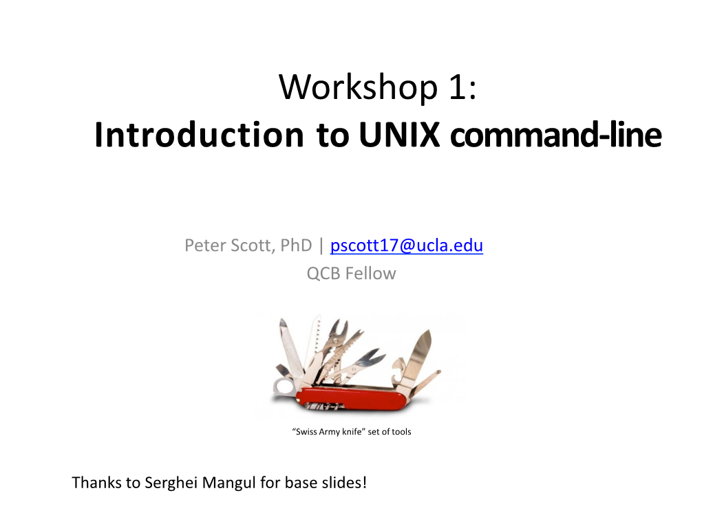 Workshop 1: Introduction to UNIX Command-Line