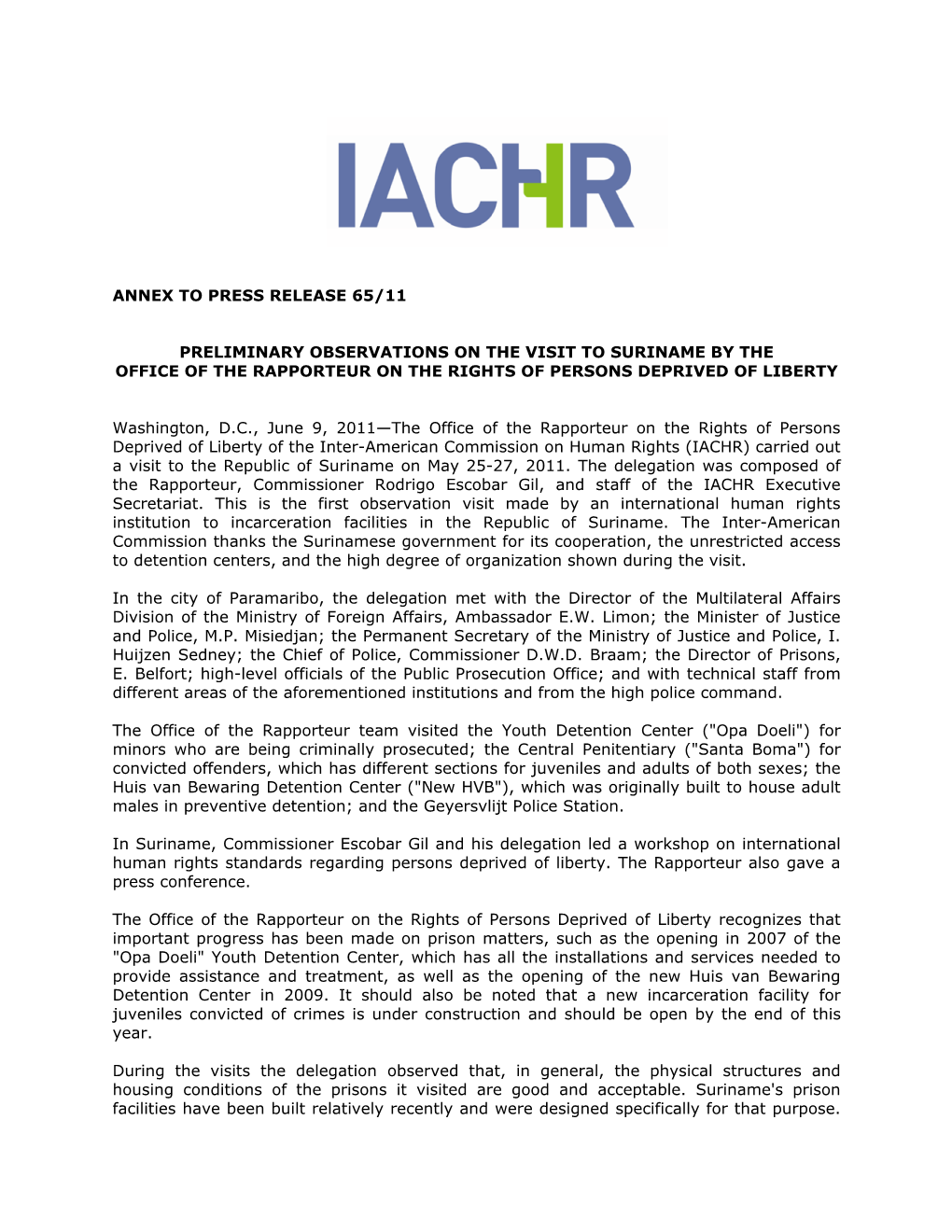 Office of the Rapporteur on the Rights of Persons Deprived of Liberty