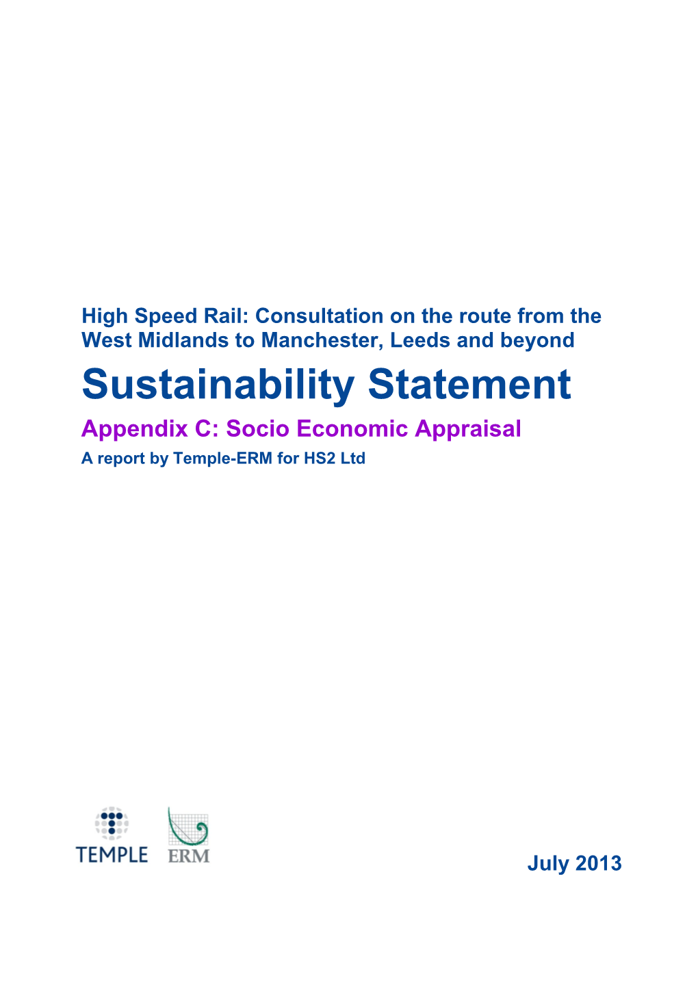 Appendix C Socio Economic Appraisal