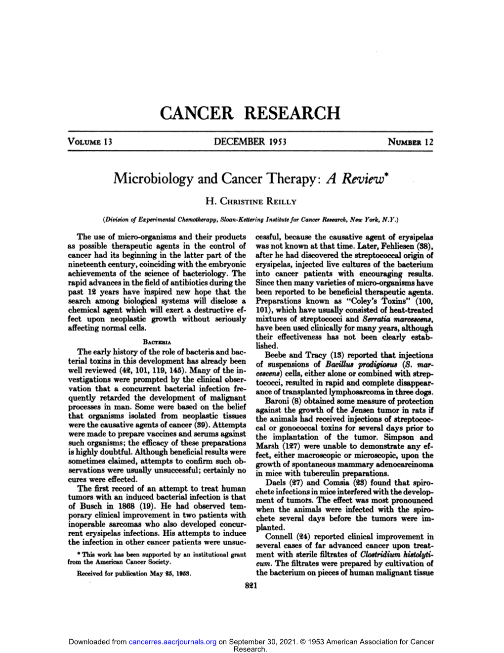 Microbiology and Cancer Therapy: a Review*