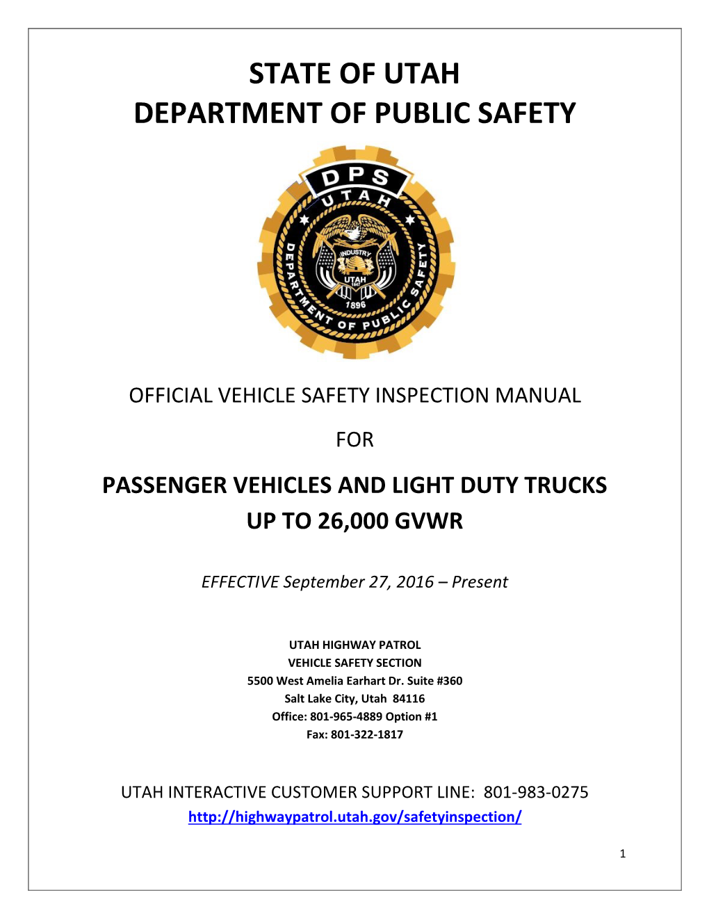 State of Utah Department of Public Safety