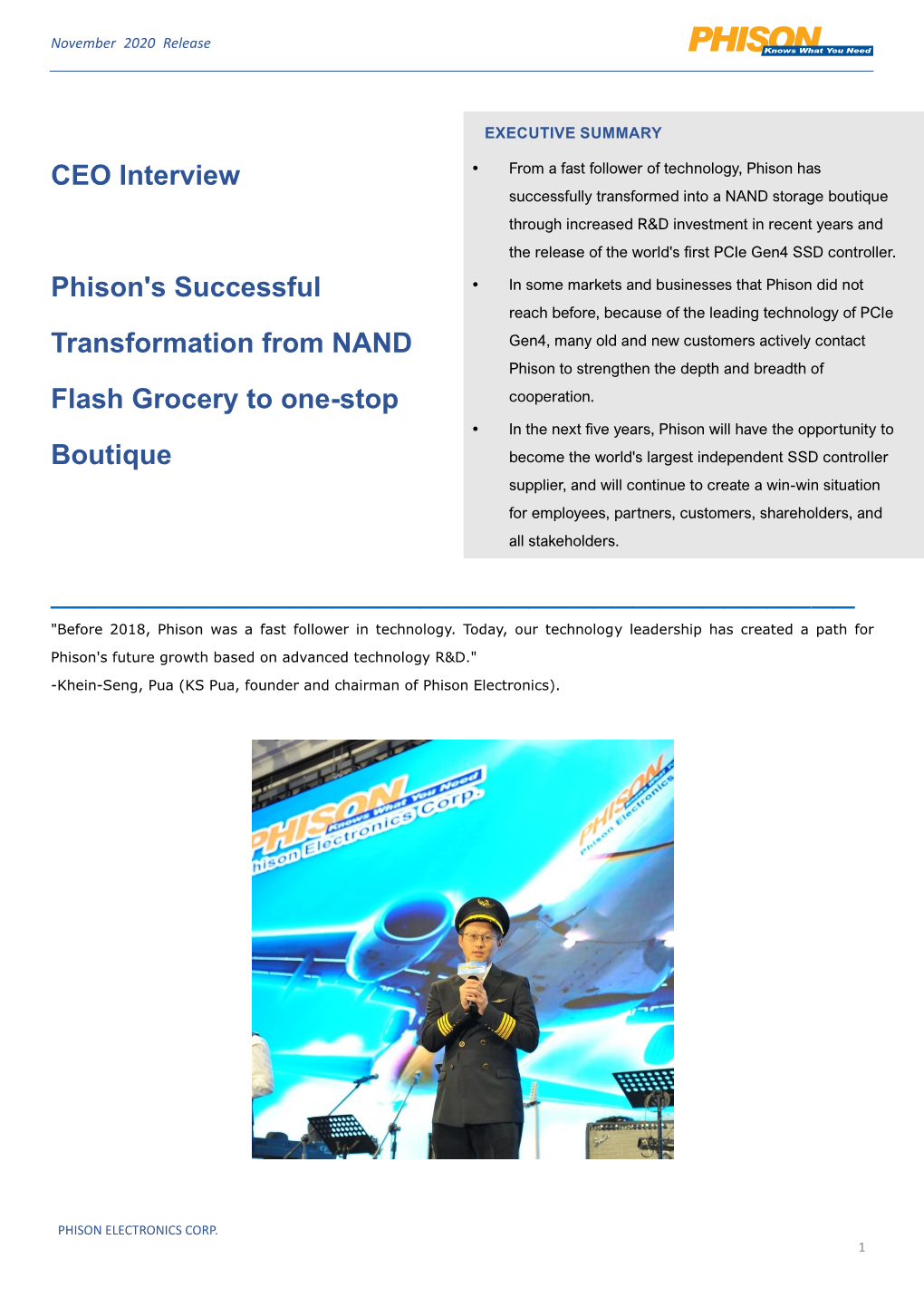 CEO Interview Phison's Successful Transformation from NAND Flash