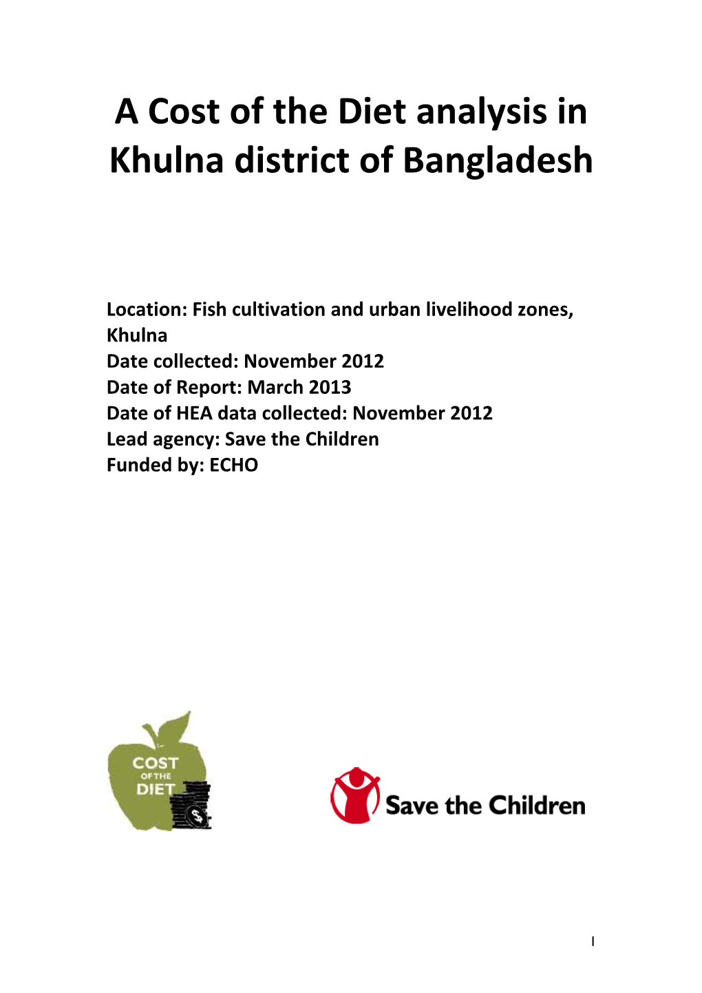 A Cost of the Diet Analysis in Khulna District of Bangladesh