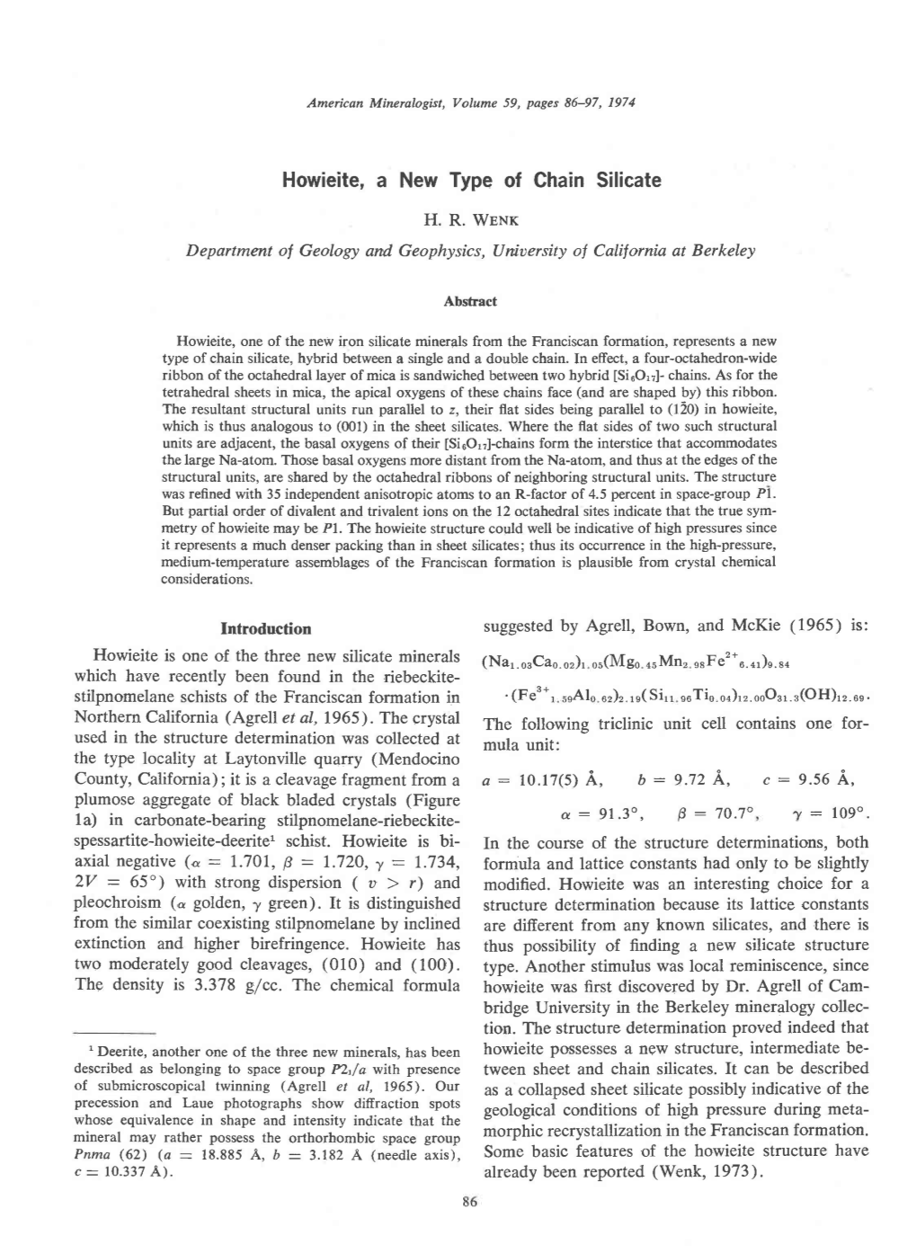 Howieite, a New Type of Chain Silicate 87