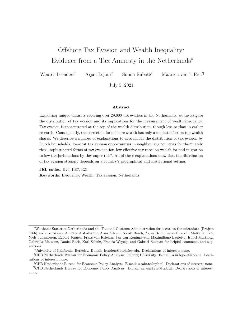 Offshore Tax Evasion and Wealth Inequality