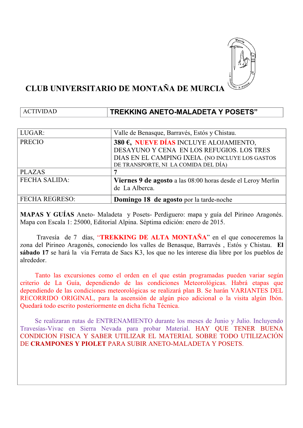 Club Universitario De Montaña De Murcia