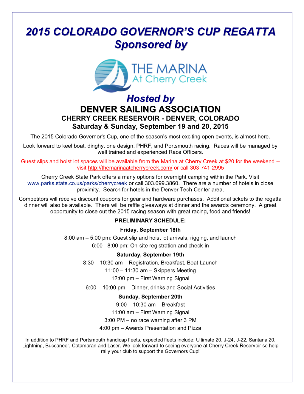 Denver Sailing Association Governor's