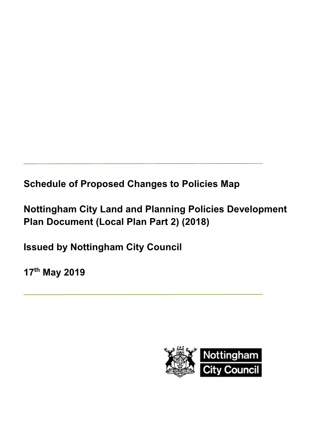 Schedule of Proposed Changes to Policies Map