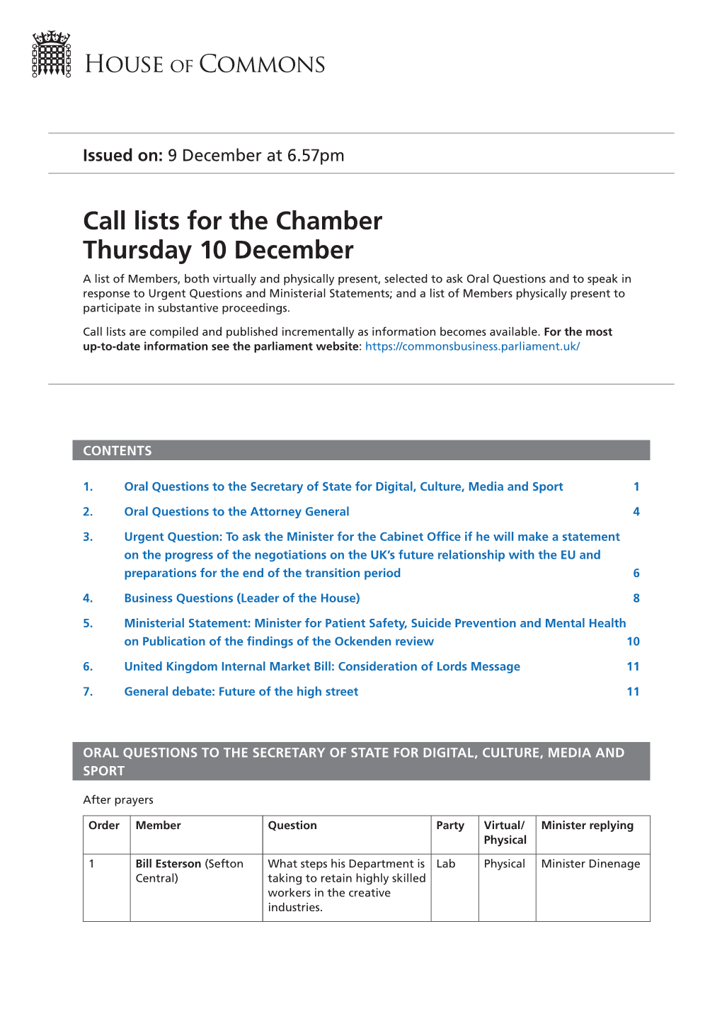 View Call Lists: Chamber PDF File 0.07 MB