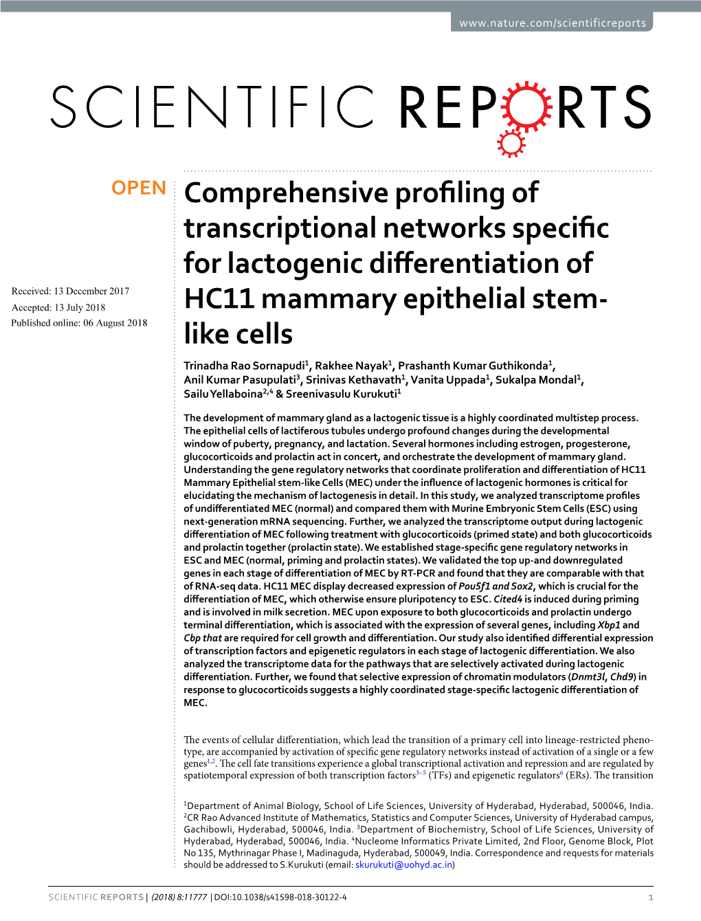 Comprehensive Profiling of Transcriptional Networks Specific For