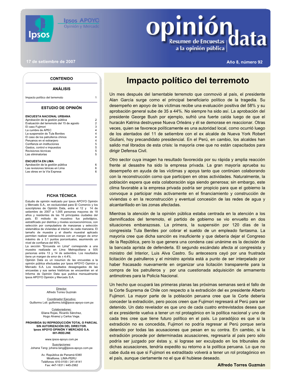 Impacto Político Del Terremoto