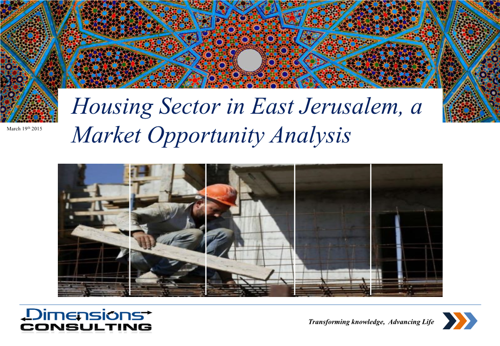 Housing Sector in East Jerusalem, a Market Opportunity Analysis