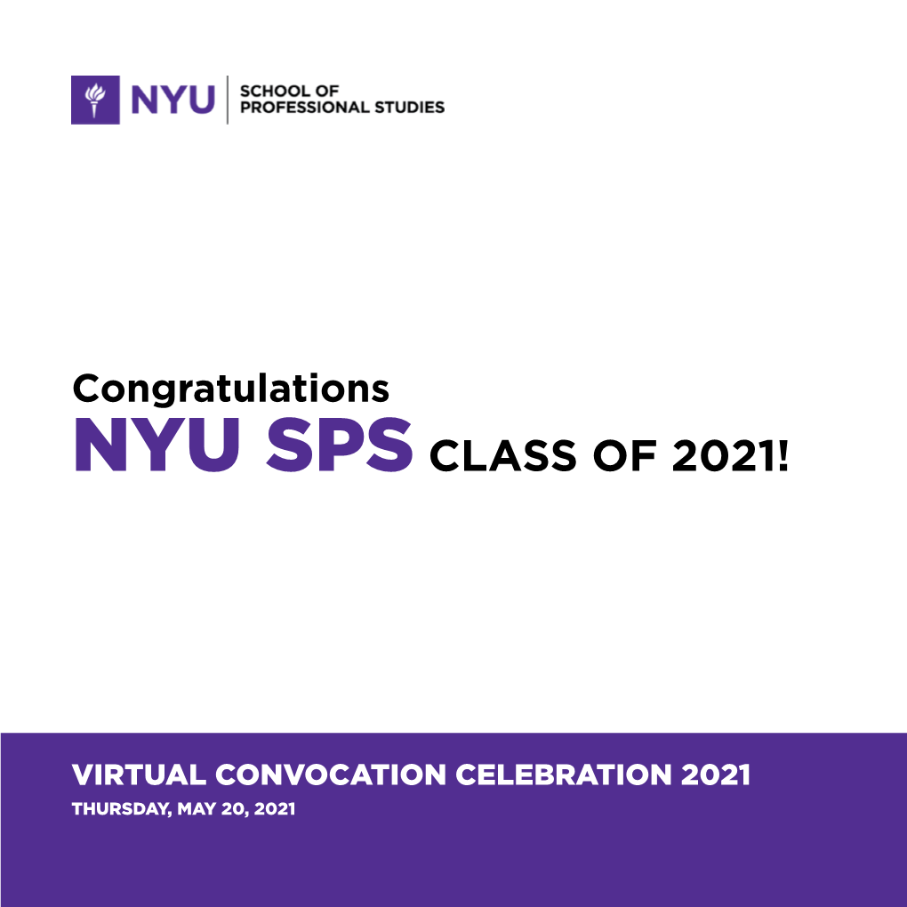 NYUSPS Virtual Convocation Celebration 2021 Program