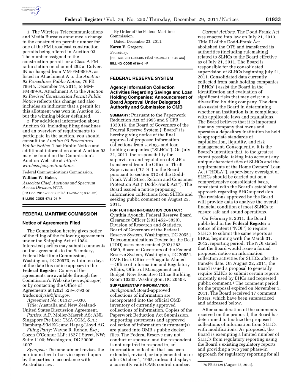 Federal Register/Vol. 76, No. 250/Thursday, December 29, 2011