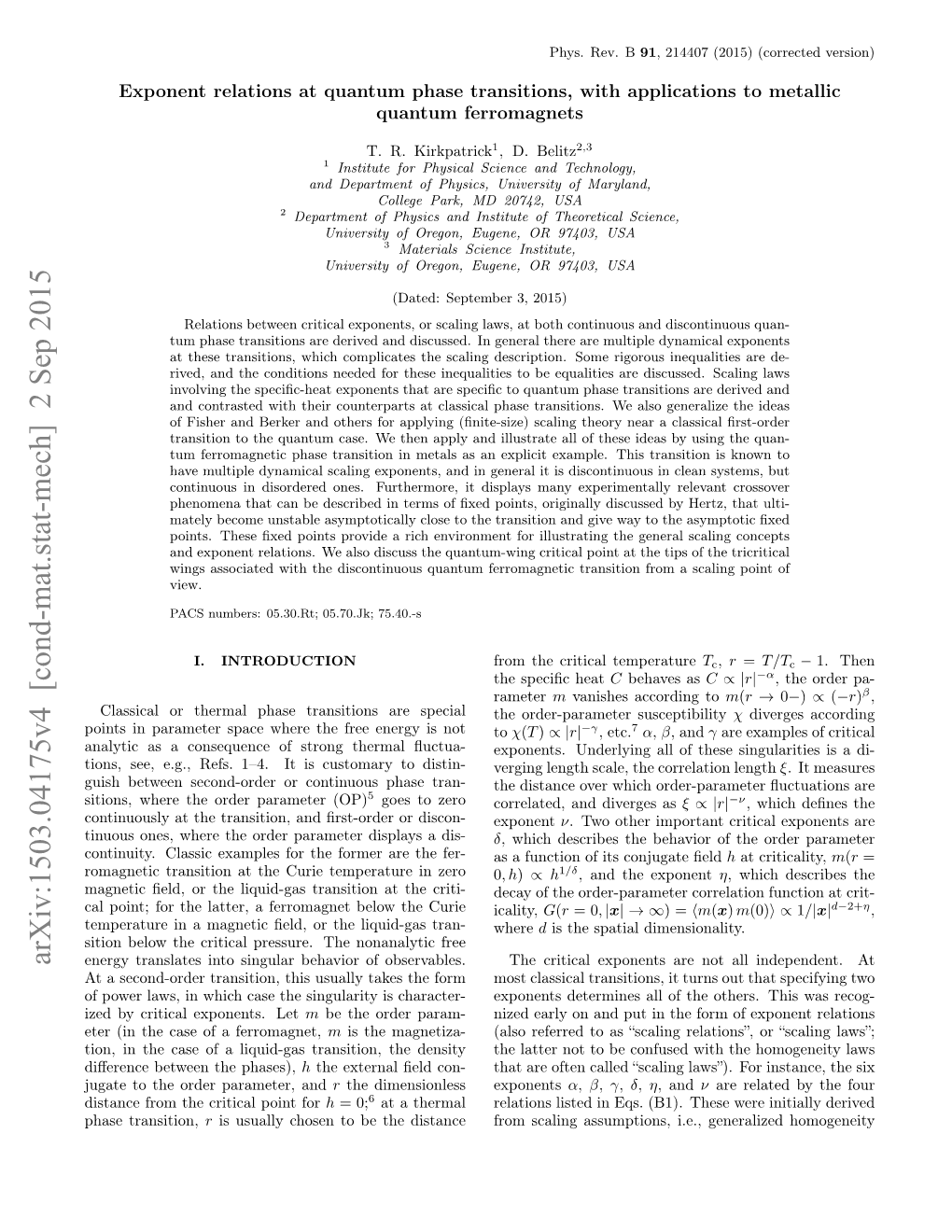 Exponent Relations at Quantum Phase Transitions, with Applications to Metallic Quantum Ferromagnets