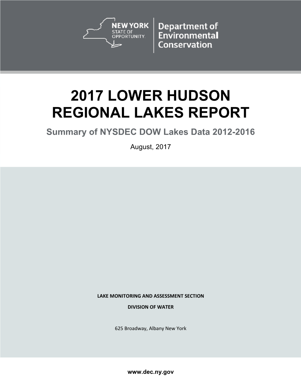 Lower Hudson 2012-2016 Regional Lakes Report