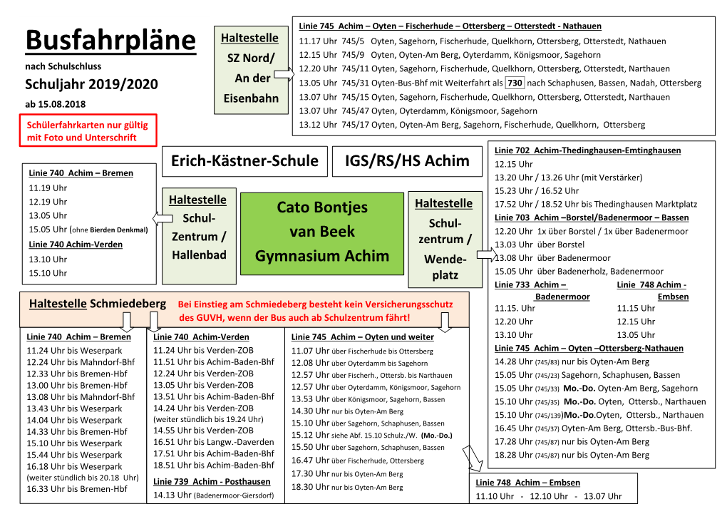 Busfahrplan 2019/20