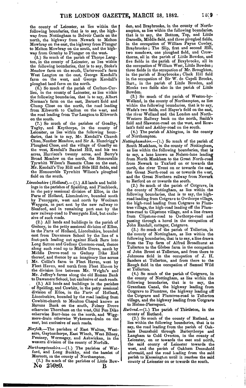 THE LONDON GAZETTE, MARCH 28, 1882, Mo 25G»9. B