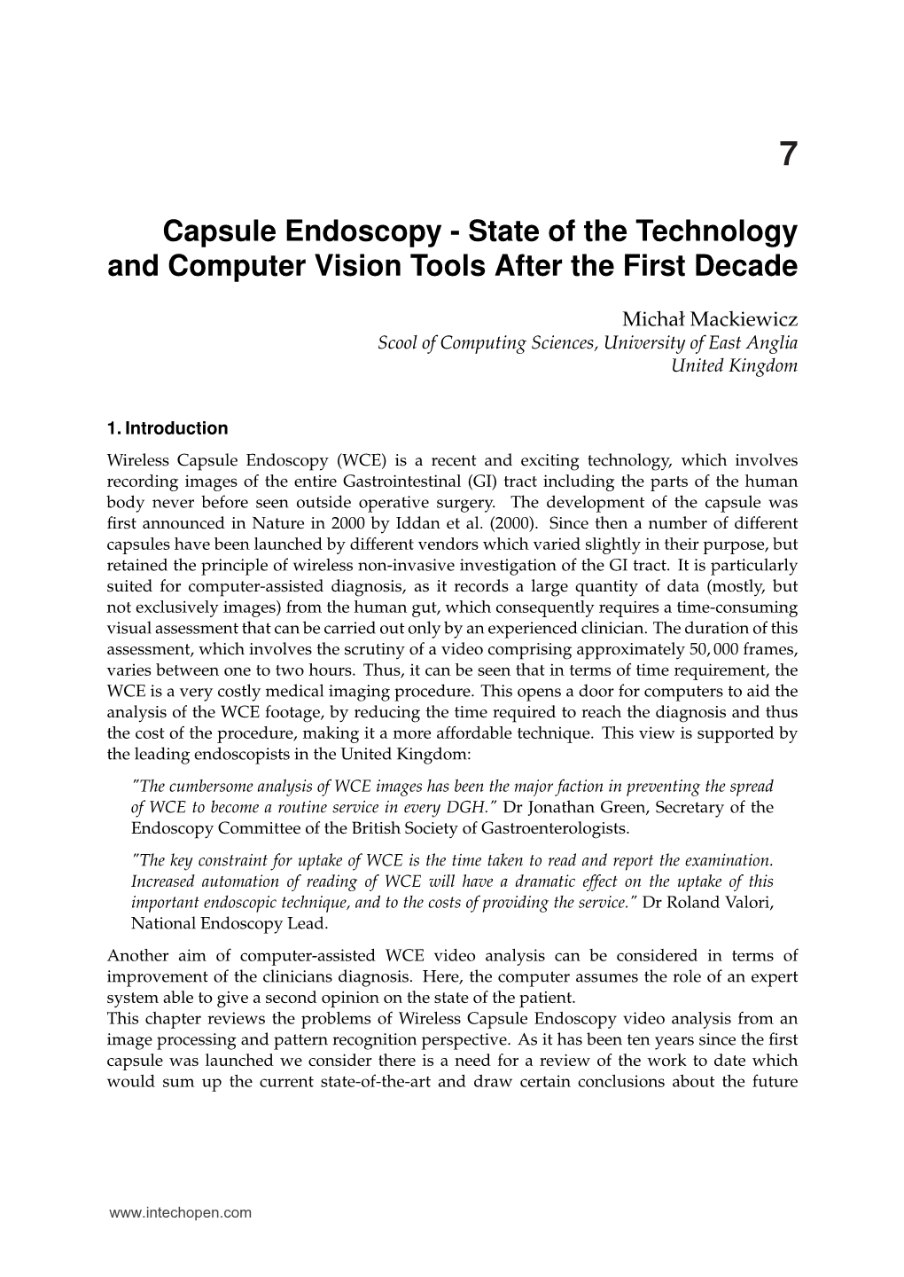 Capsule Endoscopy - State of the Technology and Computer Vision Tools After the First Decade