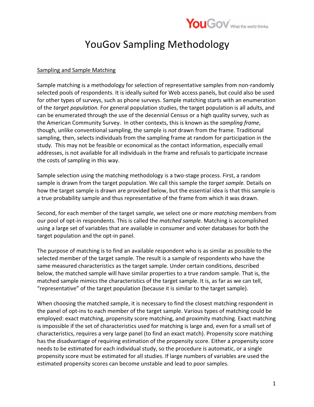 Yougov Sampling Methodology