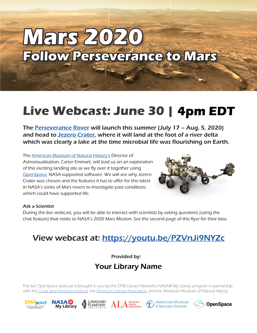 Mars 2020 Follow Perseverance to Mars