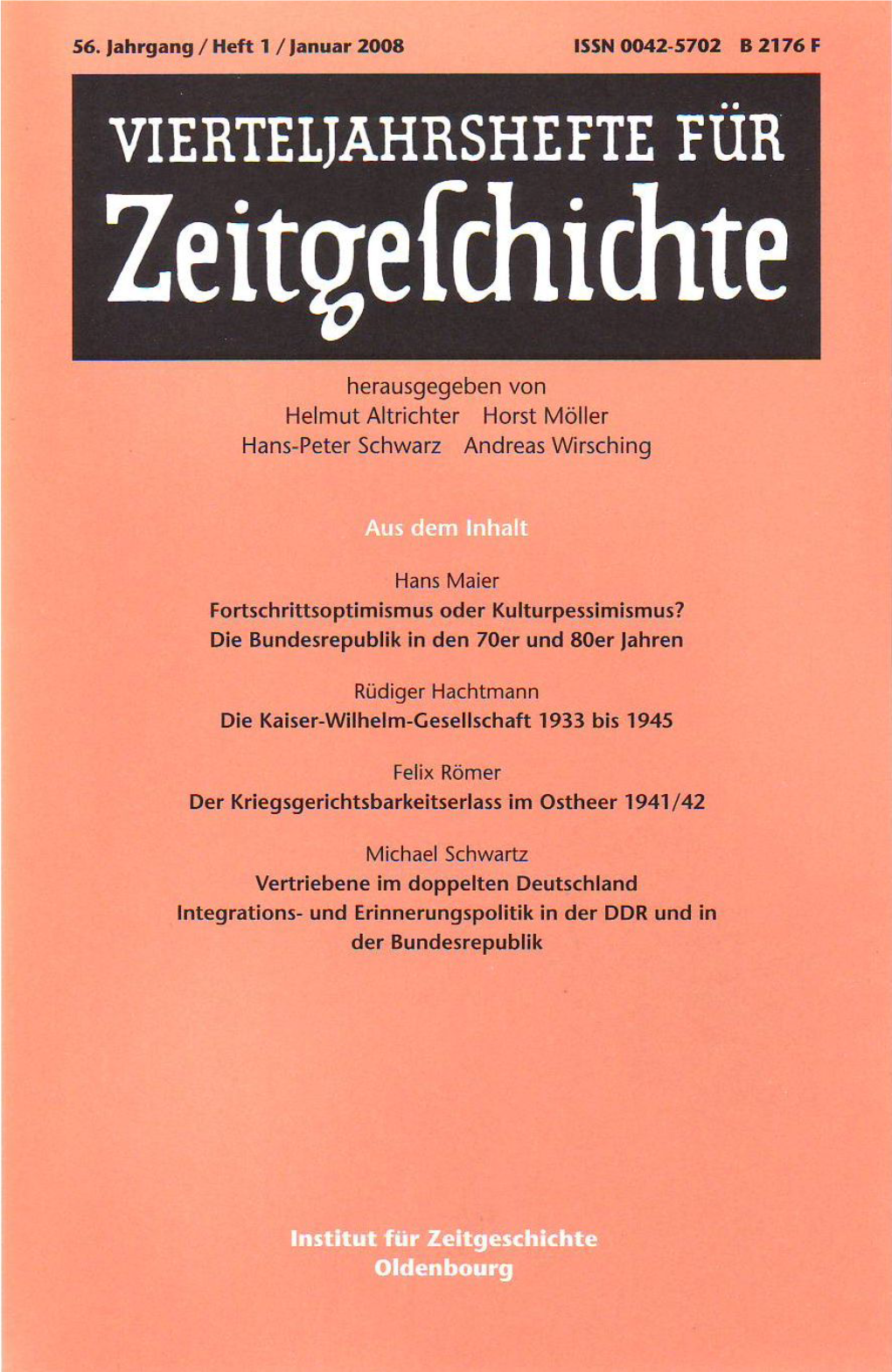 Vierteljahrshefte Für Zeitgeschichte Jahrgang 56(2008) Heft 1