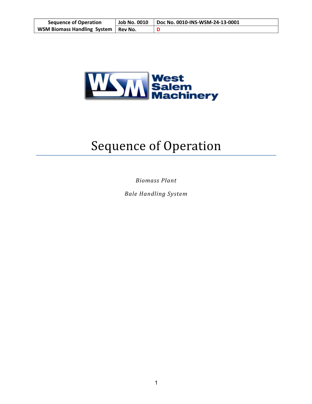 Sequence of Operation Job No