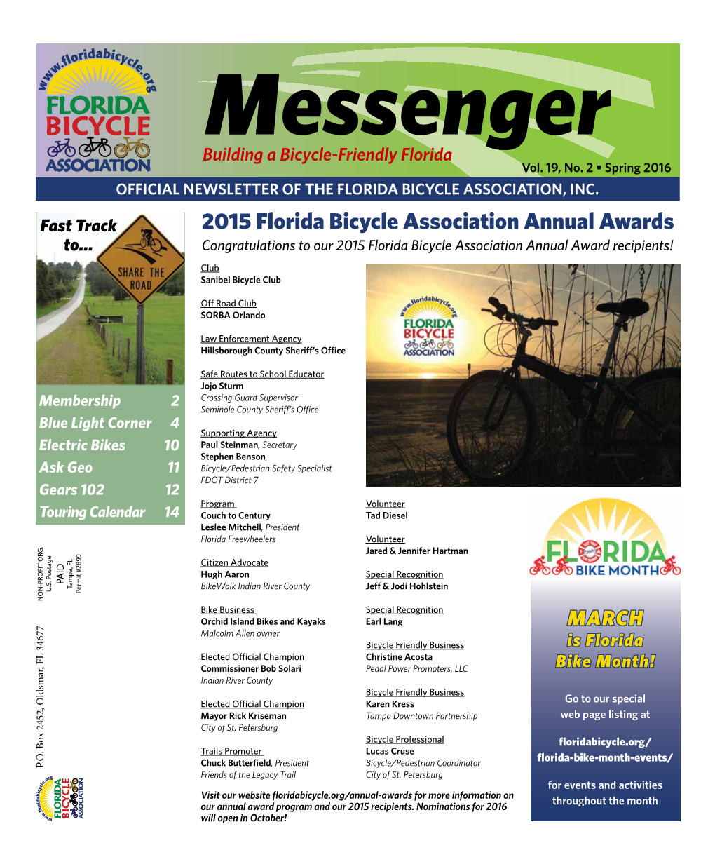 2015 Florida Bicycle Association Annual Awards To