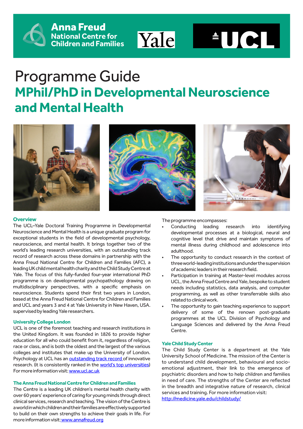 Programme Guide Mphil/Phd in Developmental Neuroscience and Mental Health