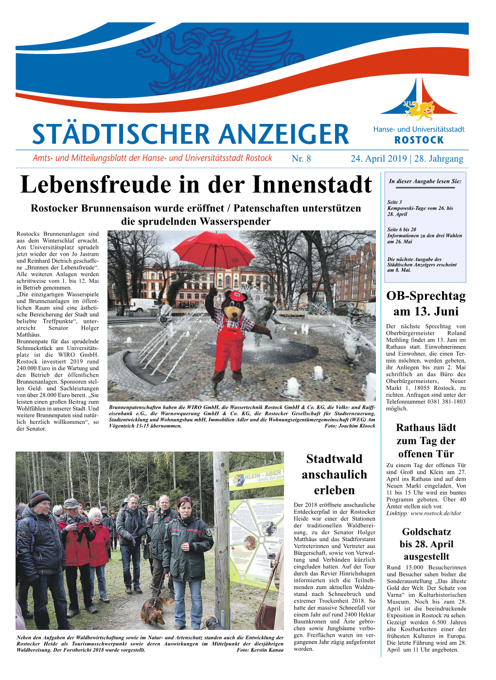 STÄDTISCHER ANZEIGER Hanse- Und Universitätsstadt Amts- Und Mitteilungsblatt Der Hanse- Und Universitätsstadt Rostock Nr