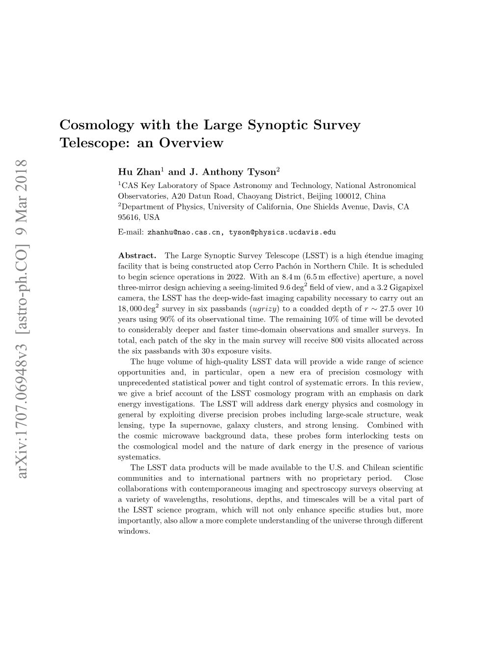 Cosmology with the Large Synoptic Survey Telescope: an Overview