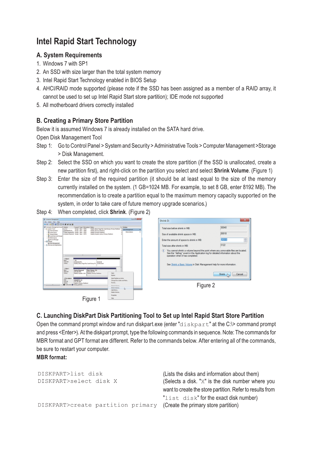 Intel Rapid Start Technology A