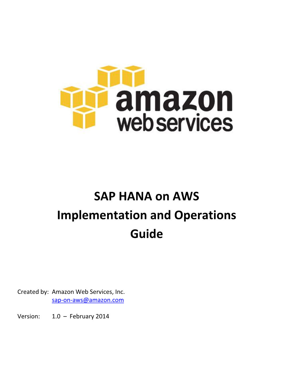 SAP HANA on AWS Implementation and Operations Guide