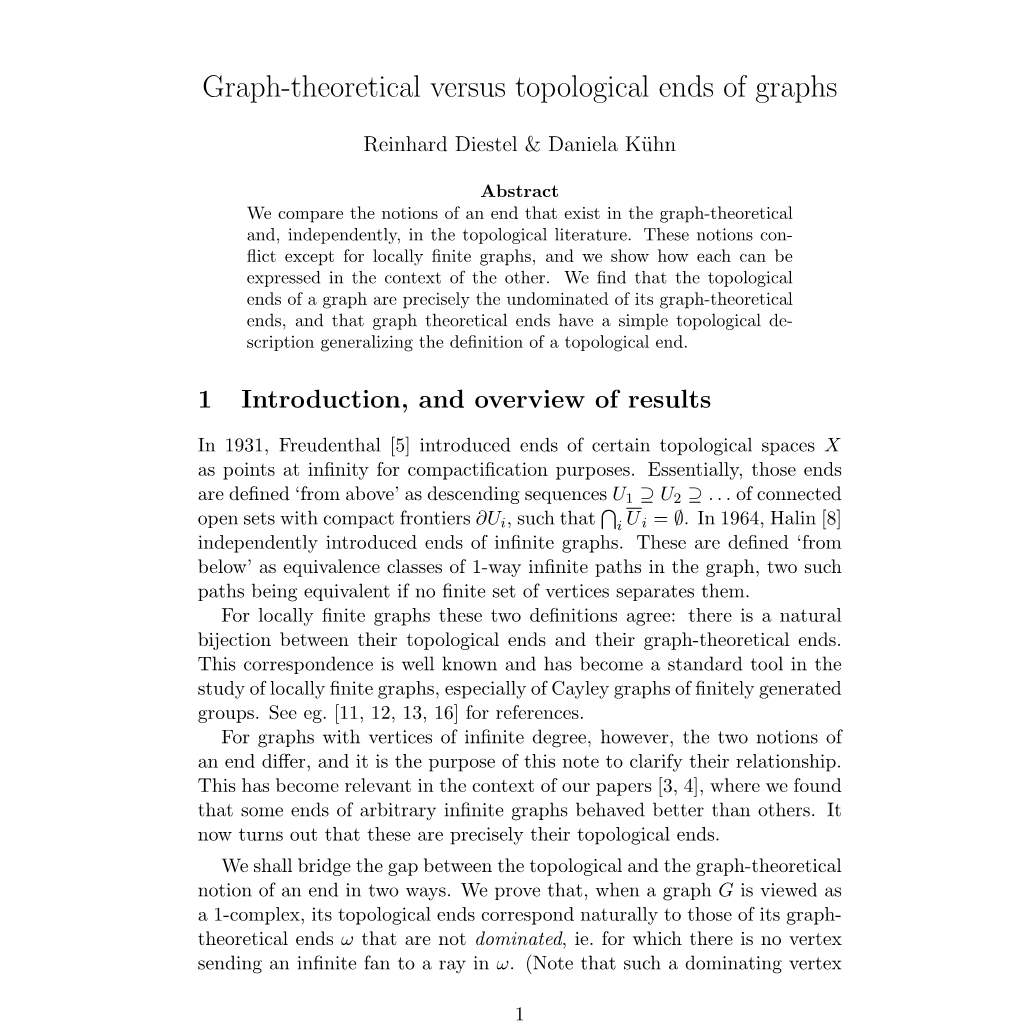 Graph-Theoretical Versus Topological Ends of Graphs