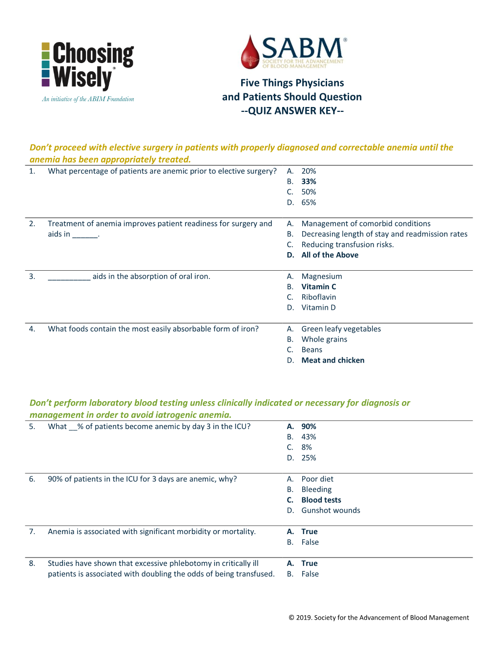 Quiz Answer Key