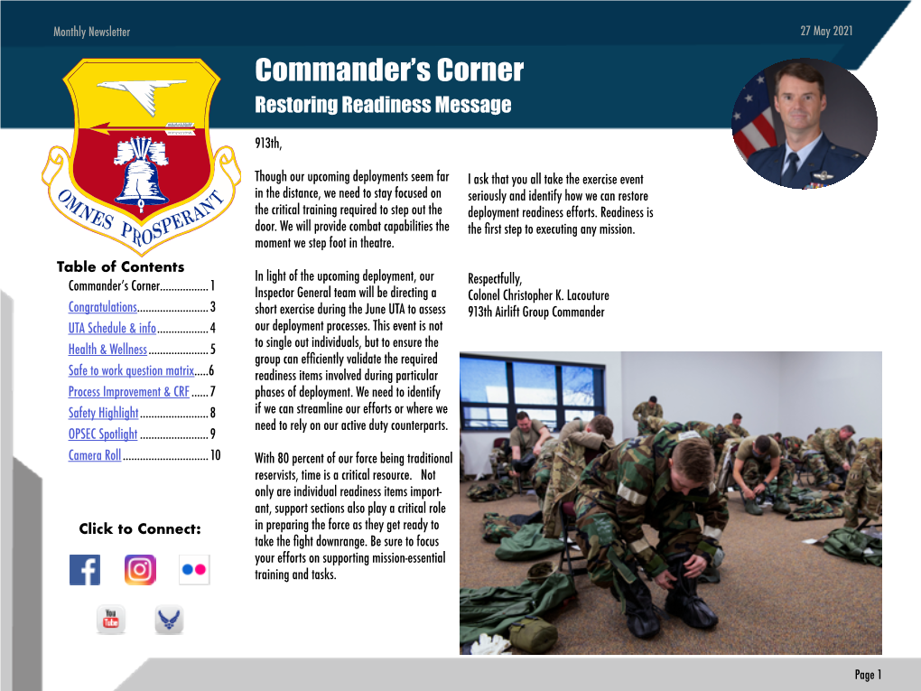 Commander's Corner