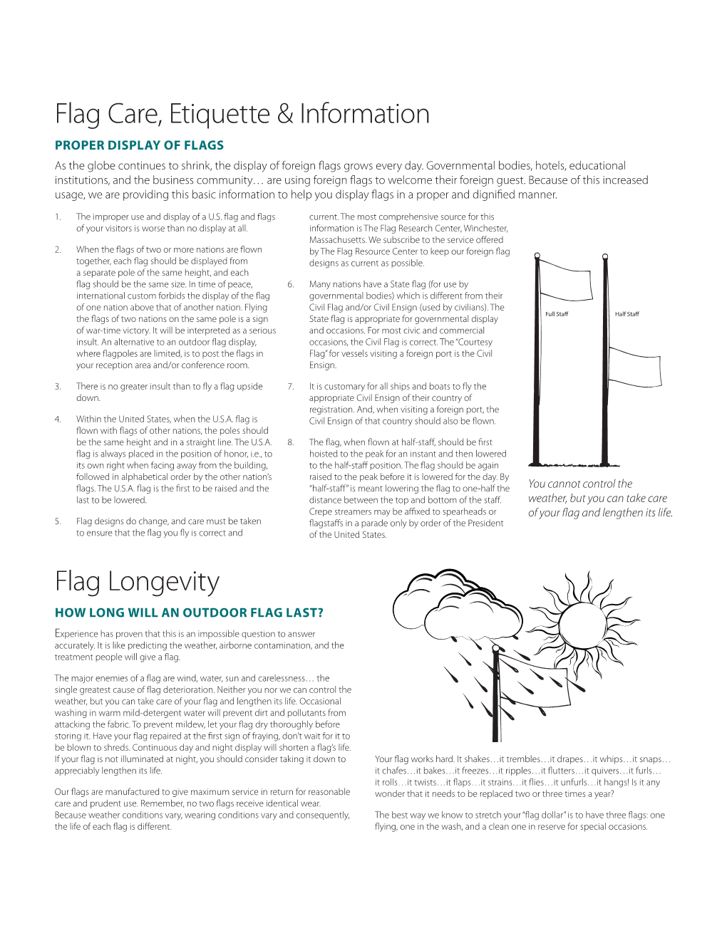 Flag Care, Etiquette & Information Flag Longevity