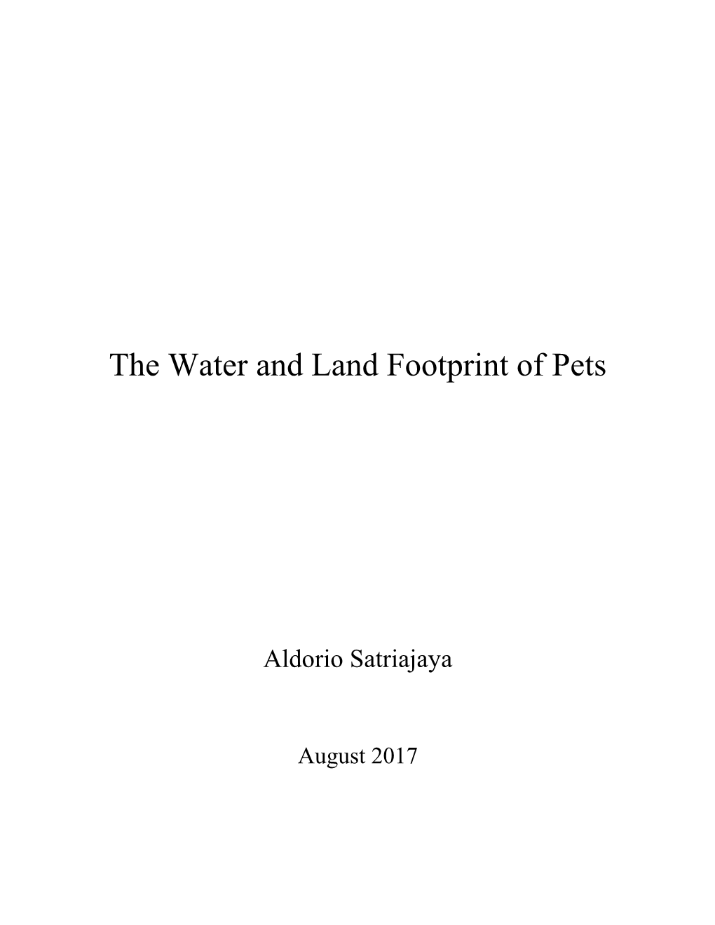 The Water and Land Footprint of Pets
