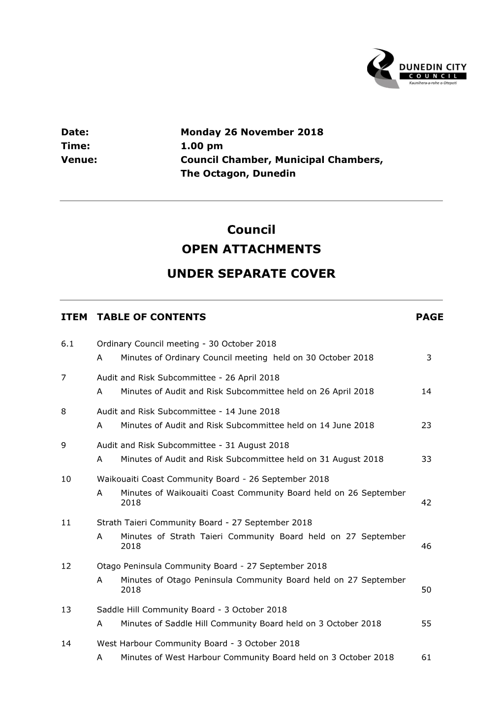 Minutes of Ordinary Council Meeting Held on 30 October 2018 3