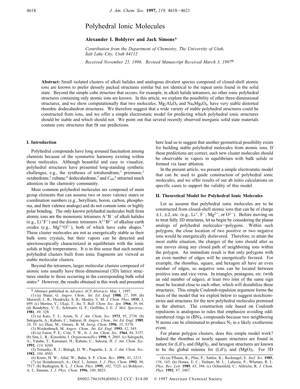 Polyhedral Ionic Molecules