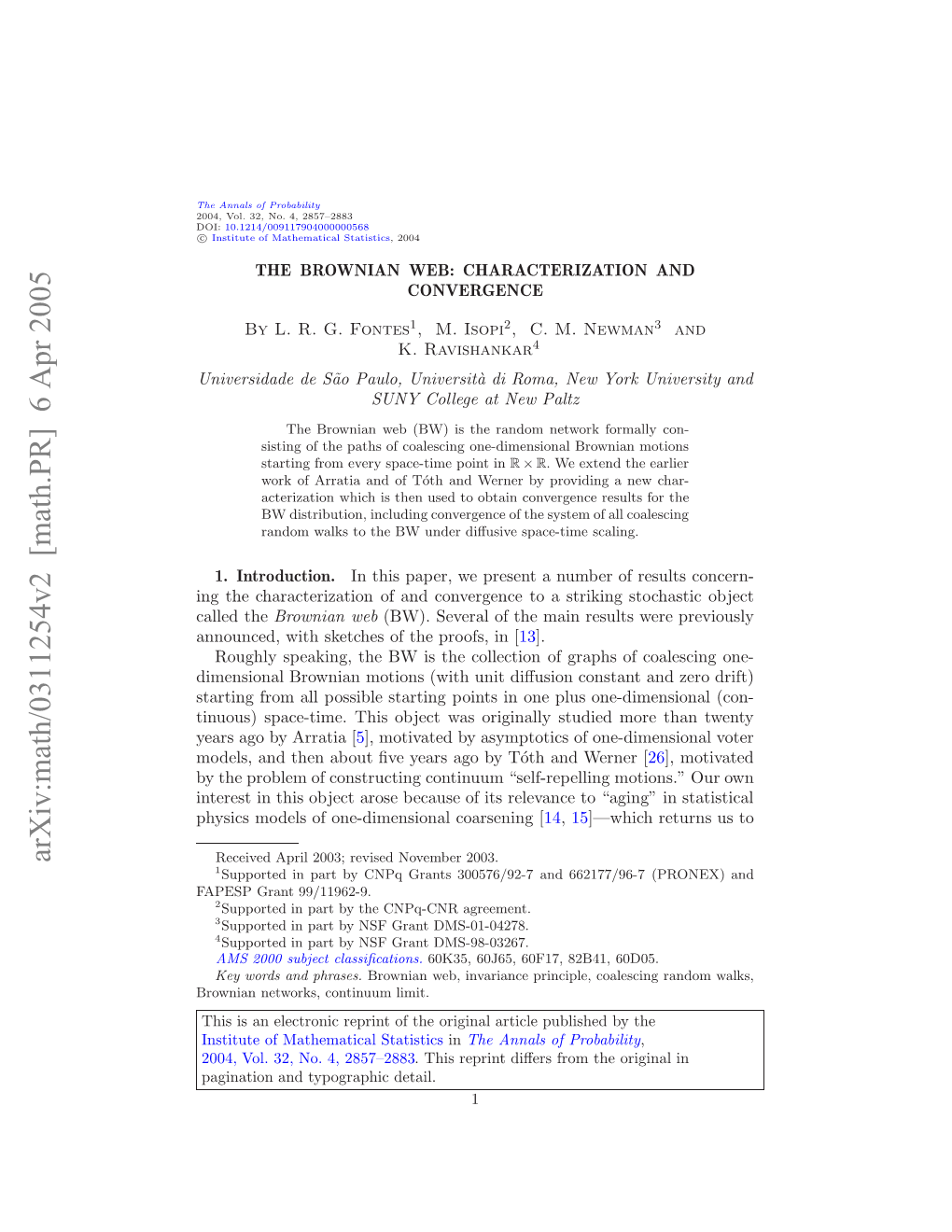 The Brownian Web: Characterization and Convergence