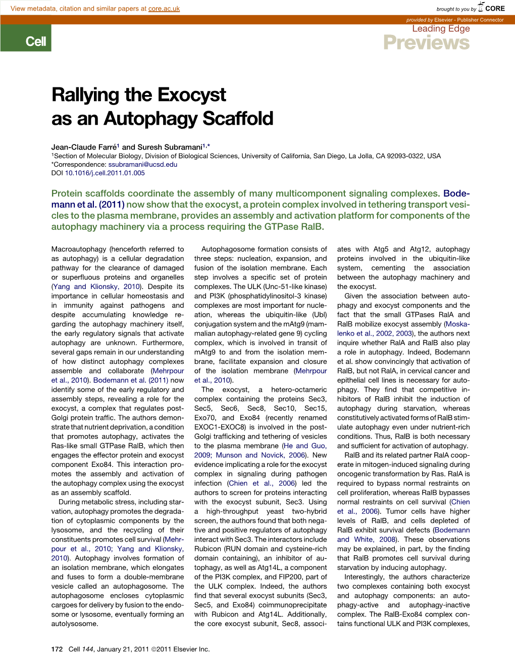 Rallying the Exocyst As an Autophagy Scaffold