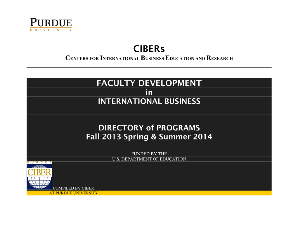 Cibers CENTERS for INTERNATIONAL BUSINESS EDUCATION and RESEARCH