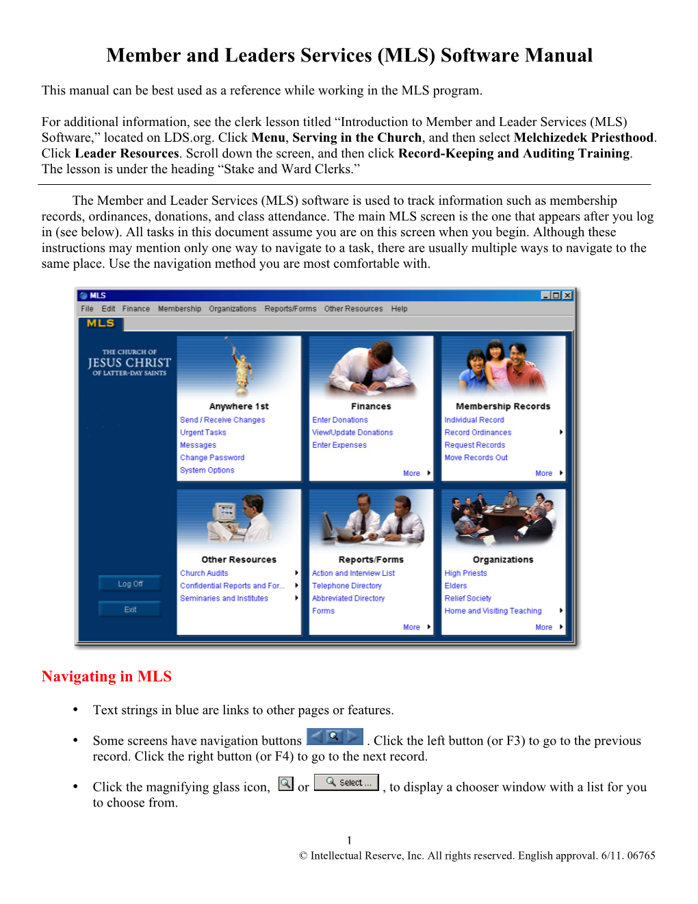 Member and Leaders Services (MLS) Software Manual