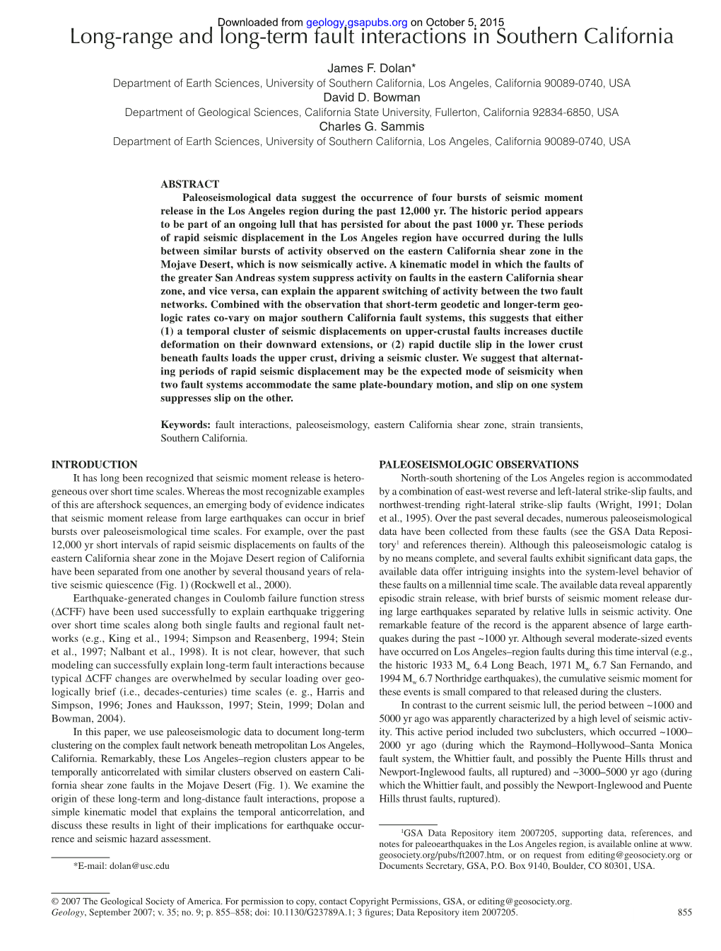 Long-Range and Long-Term Fault Interactions in Southern California