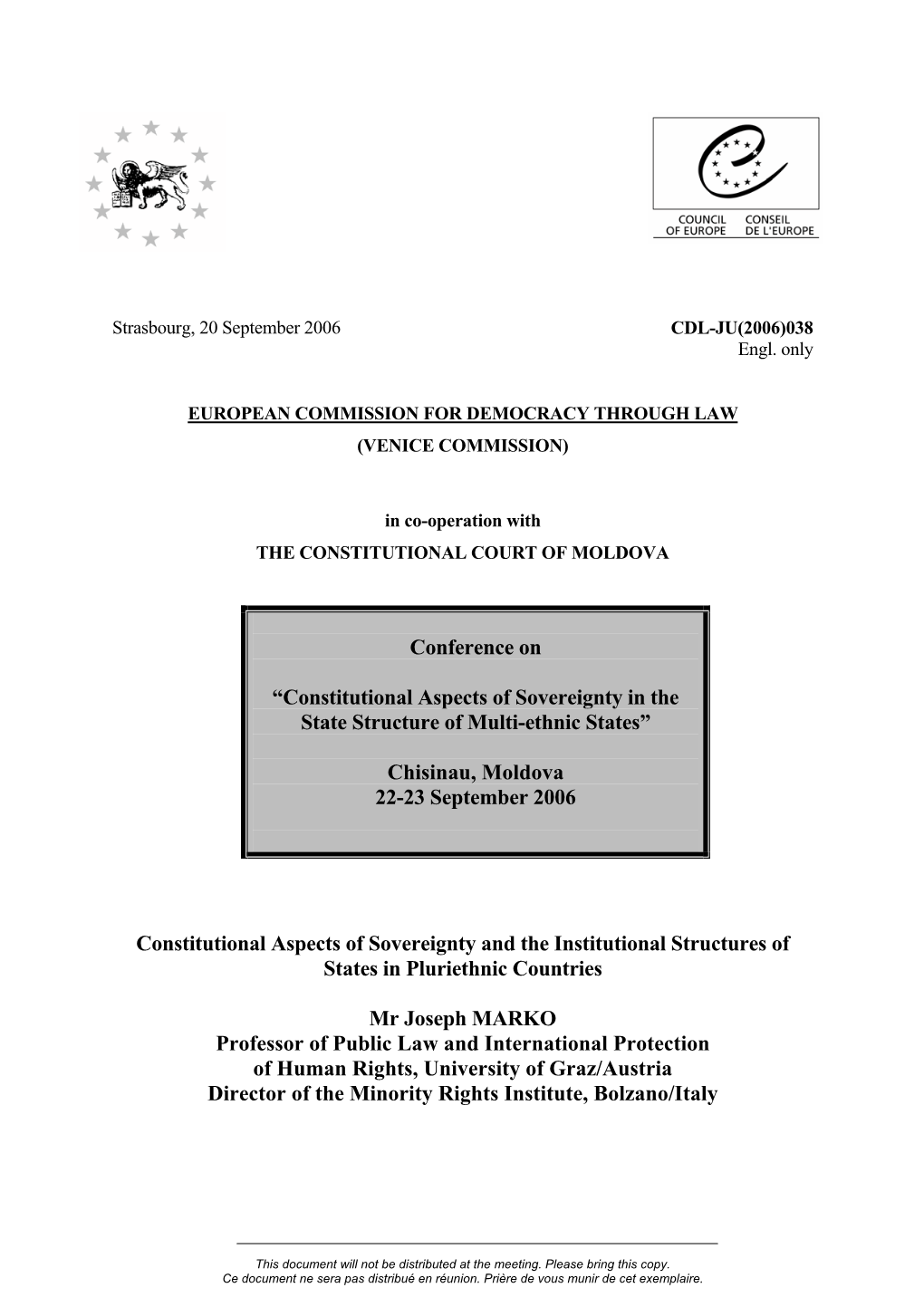 Constitutional Aspects of Sovereignty in the State Structure of Multi-Ethnic States”