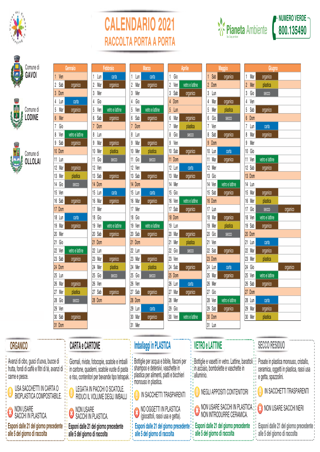 Scarica Pdf Calendario 2021 Raccolta Differenziata