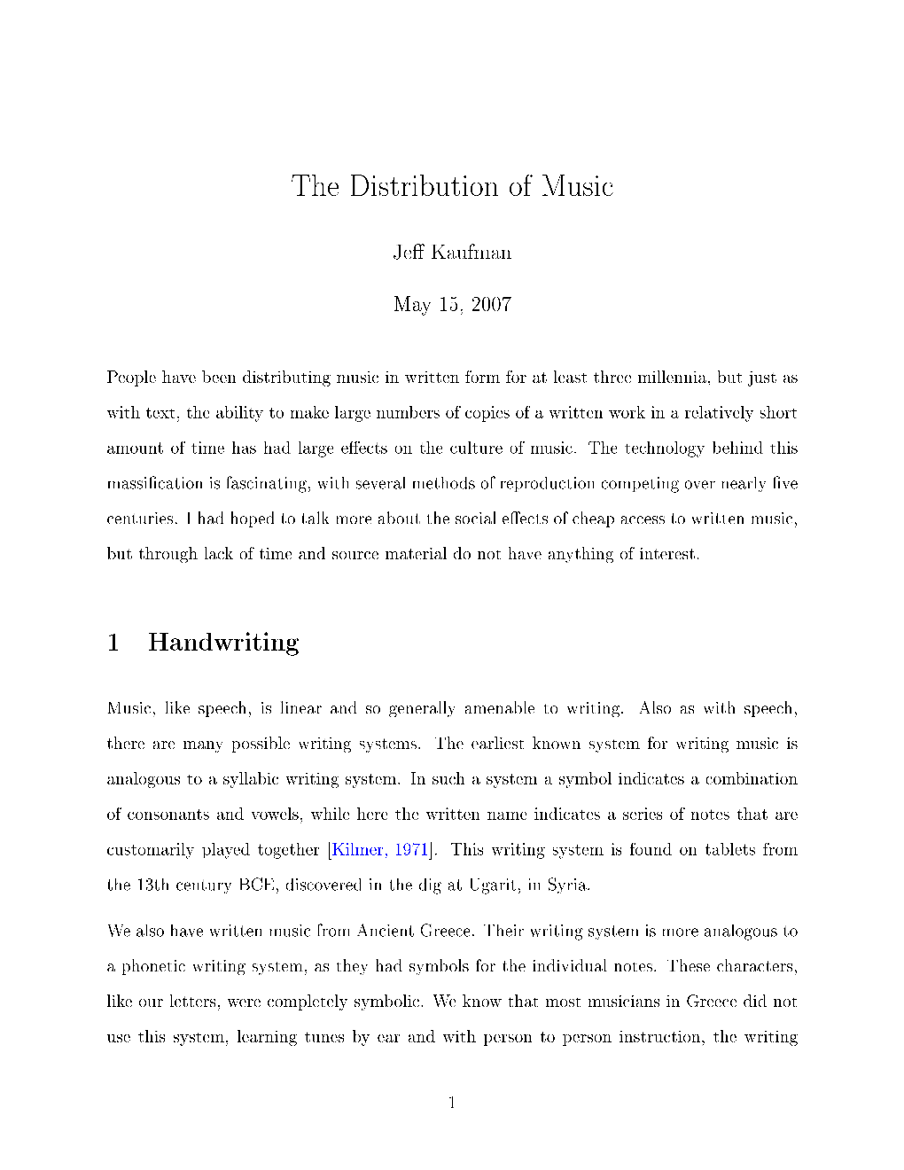 The Distribution of Music