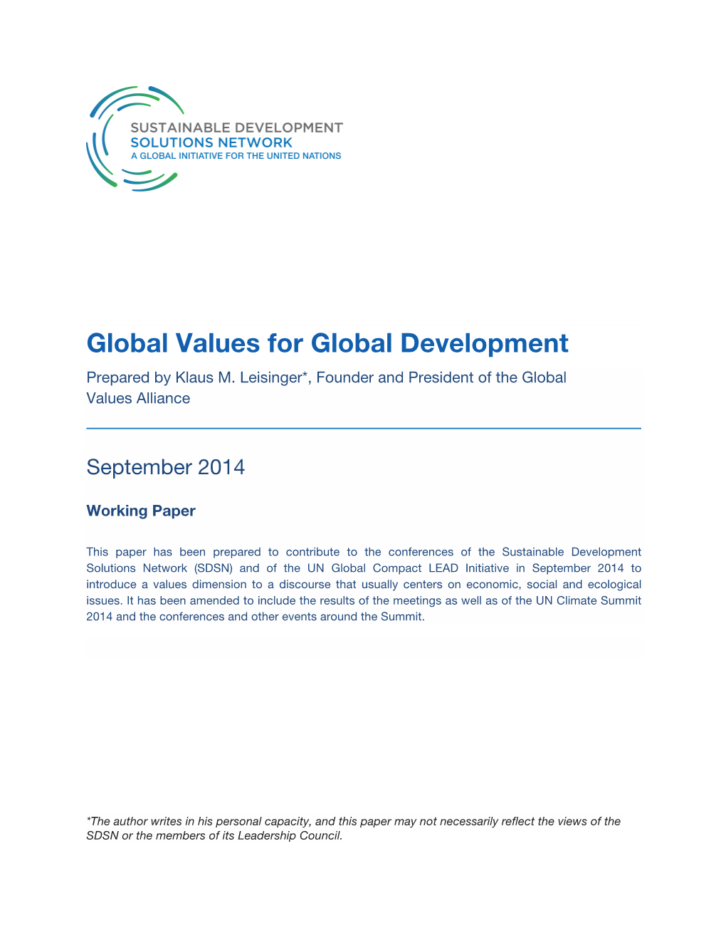 Global Values for Global Development