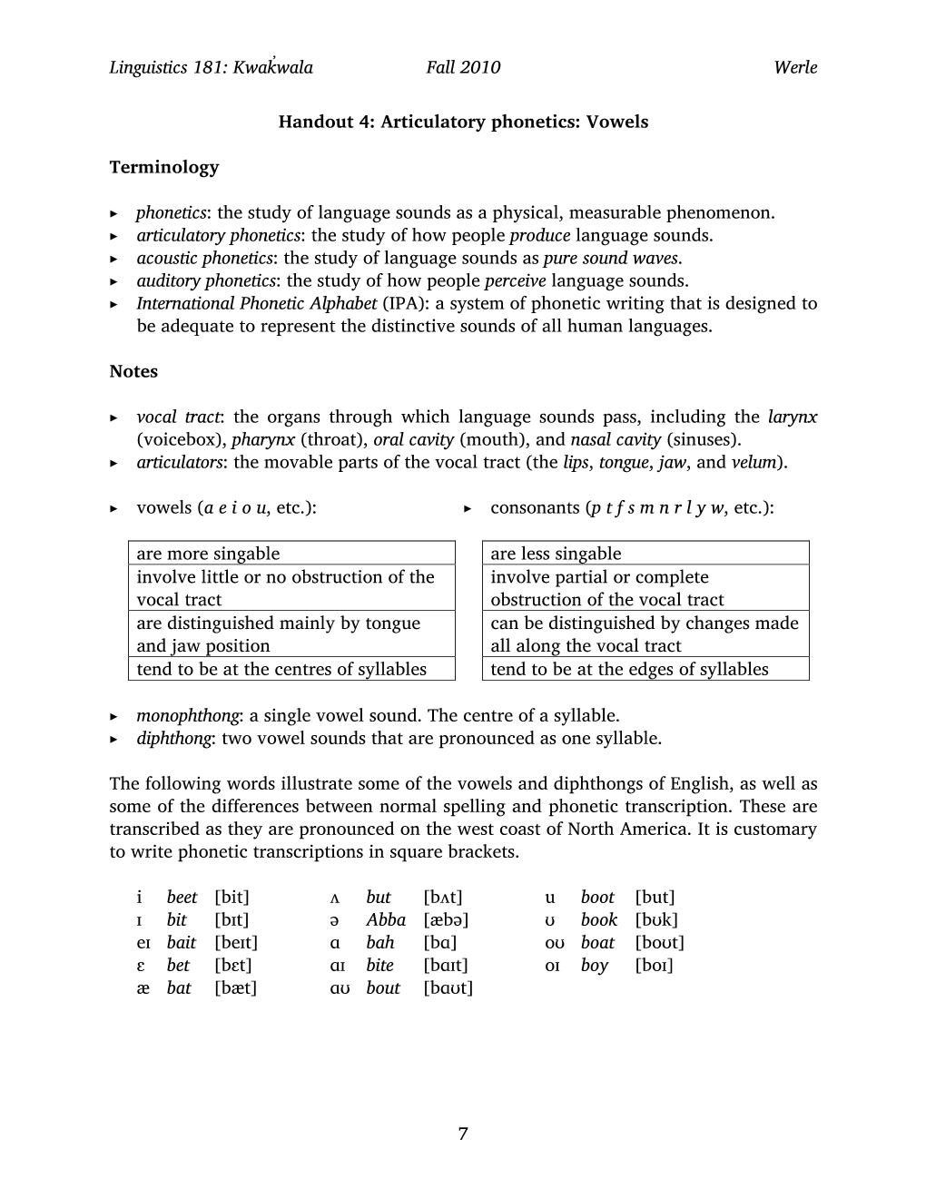 Articulatory Phonetics: Vowels